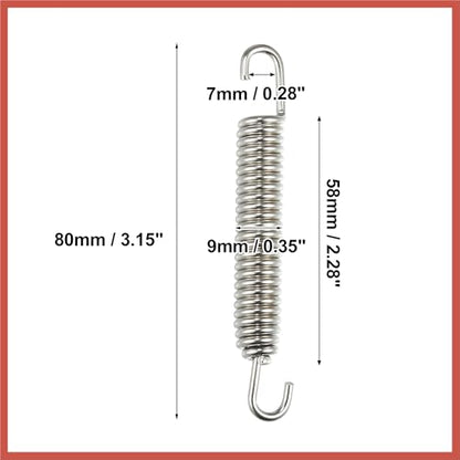 ACROPIX 2 Pcs Motorcycles Universal Exhaust Pipe Spring 80mm 3.15" Stainless Steel Exhaust Pipe Spring Hook Modified Accessory Silver Tone Car Parts