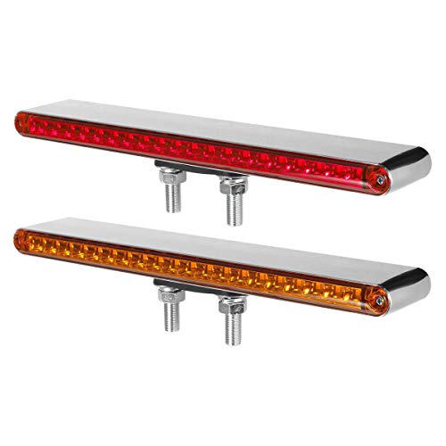 Partsam 2Pcs 12" Red/Amber LED Combo Double Face Truck Semi Trailer Light Bars 20LED Waterproof with Double Studs Sealed Truck Trailer Led Pedestal Turn Signal Stop Tail Marker Clearance Lights 12V - size: 12 Inch