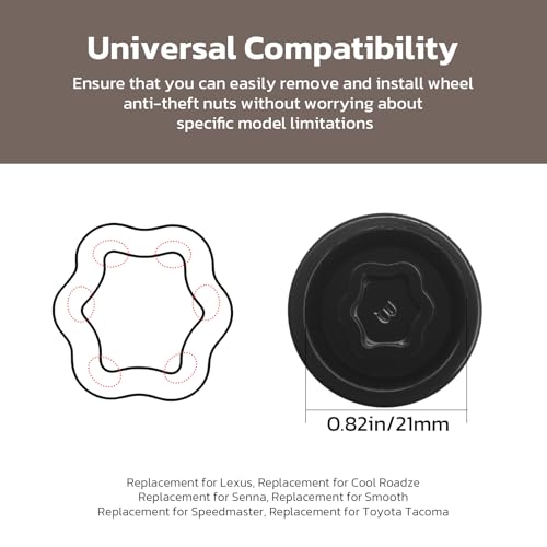 B-Wheel Locking Nut Key, Replacement for Toyota Tacoma, 21mm Wheel Lock Nut Socket Adapter, Anti-Theft Lug Removal Tool - color: Black, size: Socket B 21mm