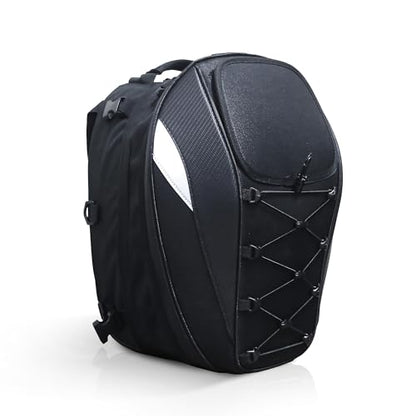 MZS Motorcycle Tail Bag, 22-38L Expandable Dual Use Storage Black - size: 38L