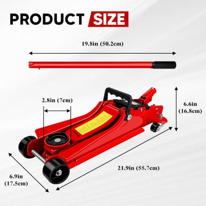 2.5 Ton 5500 LBS Low‑Profile Hydraulic Floor Jack, Single Piston Pump