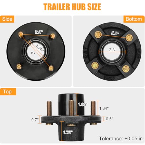 2 Sets 4 Lug Trailer Hub Kit for 2000 Lbs,4×4" Trailer Hub fit 1" and 1"-1/16" Trailer Axles,Trailer Hub 4 Lug,4 Lug Trailer Hub Assembly,Boat Trailer Hubs 4 Lug - style: 4 on 4" Trailer Hub Kit for 2,000 lb Axle