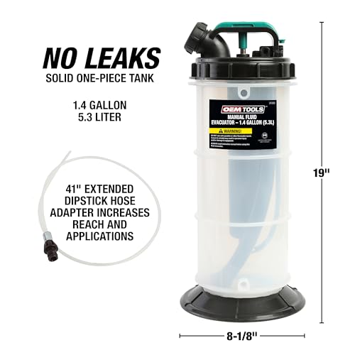 OEMTOOLS 24389 Manual Fluid Extractor Pump, 5.3L Oil Extractor, 5-Foot Hose - size: 5.3 Liter