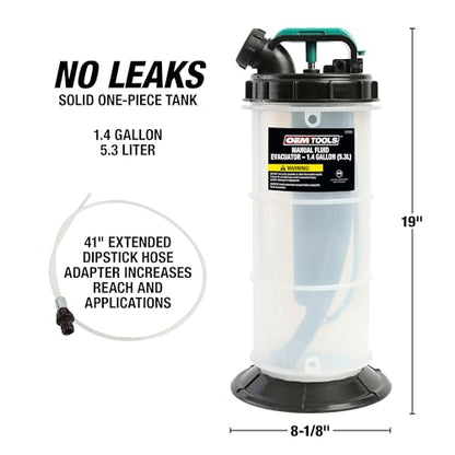 OEMTOOLS 24389 Manual Fluid Extractor Pump, 5.3L Oil Extractor, 5-Foot Hose - size: 5.3 Liter
