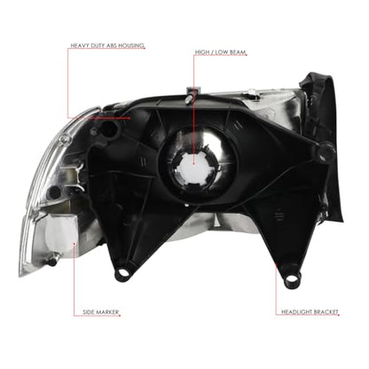 Headlight Assembly Compatible with Dodge Dakota 1997-2004 Compatible with Durango 1998-2004 Left Right Headlamp Set Clear Corner 55055110AF 55055110AH 55055111AG 55055111AH