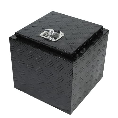 18" Underbody Truck Box,Aluminum 5 Bar Tread Pattern Truck Tool Box - color: black, size: 18" x 17" x 18"