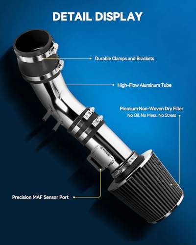 PHILTOP 3" High-Flow Cold Air Intake Kit for 2004-2007 Accord 2.4L, Black