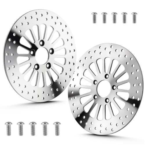 11.8" Front & Rear Brake Rotors Disc with Bolts Fit for Harley Road King/Electra Glide/Street Glide/Road Glide 2008-2022 - 2 Pc Polished - size: 1 Front 1 Rear Rotor