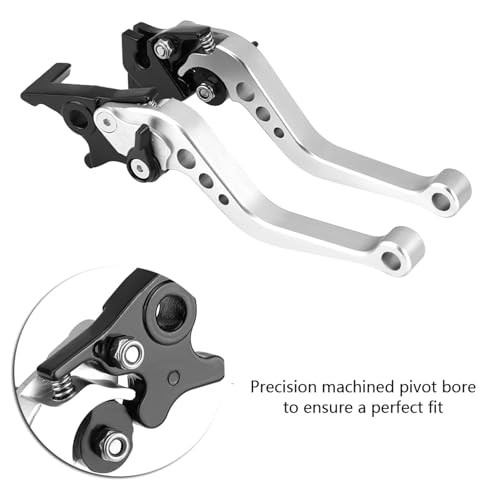 Zerone 1 Pair Motorcycle Levers Brake, Clutch Handle of CNC Aluminum Motorcycle Clutch Drum Motorcycle Brake Handle (Silvery White) - color: Silvery White