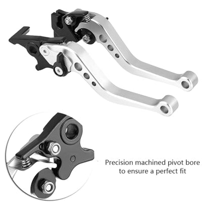Zerone 1 Pair Motorcycle Levers Brake, Clutch Handle of CNC Aluminum Motorcycle Clutch Drum Motorcycle Brake Handle (Silvery White) - color: Silvery White
