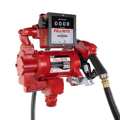 Fill-Rite FR311VLB 115V/230V 35 GPM Fuel Transfer Pump with Discharge Hose, Automatic Nozzle & Mechanical Liter Meter - Diesel, Kerosene, Ethanol & Methanol Blends & Biodiesel up to B20 - style: Mechanical Meter (Liters)