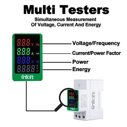 AC Digital Energy Meter, AC 80-270V 100A Ammeter Voltmeter (Built-in CT)