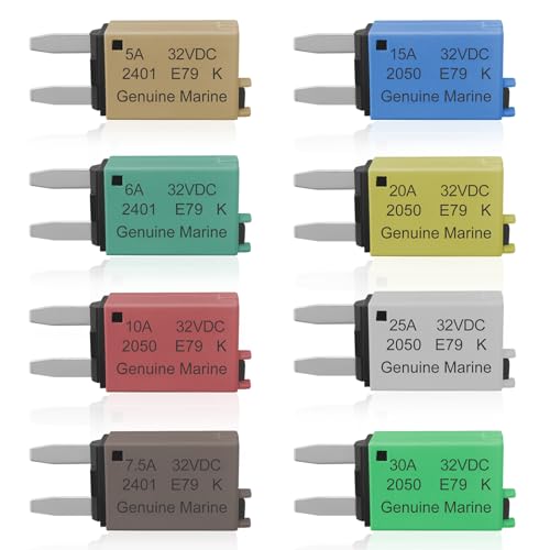 ATM Manual Resettable Fuse Low Profile Mini Blade Fuses 5A 6A 7.5A 10A 15A 20A 25A 30A Amp Automotive Circuit Breaker Fuses Reset Fuses Assortment Kit Boat Marine RV Car Truc DC 12V 28 Volts - style: Manual-Mixed set