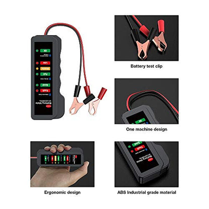 KINGBOLEN 12V Car Battery Tester & Alternator Analyzer LED