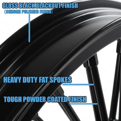 21" Black Front Fat Spoke Wheel for Harley Touring Road Glide 09-25