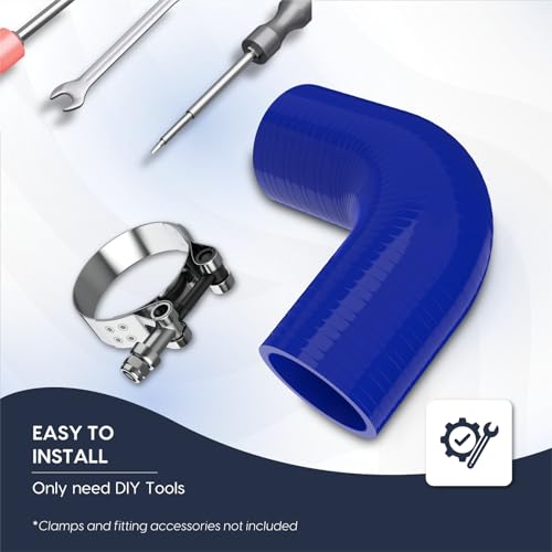 Endure 90 Degree Silicone Elbow Intake Hose 4-Ply, 2.25"(57mm) - Blue - color: Blue, size: ID - 2.25Inch(57mm)