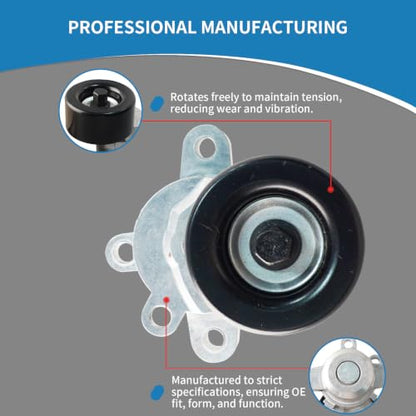 39155 Engine Belt Tensioner Serpentine Belt Drive Idler Pulley Kit - size: 90K-39155