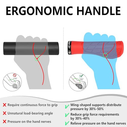 Ergonomic Non-Slip Comfort Bike Grips for BMX/Scooter - color: Red