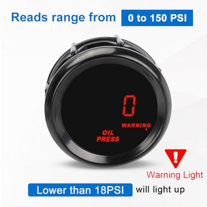 0-150 PSI Oil Pressure Gauge 2inch 52mm Press Gauge Meter Kit DC12V - size: Oil Pressure Gauge 2