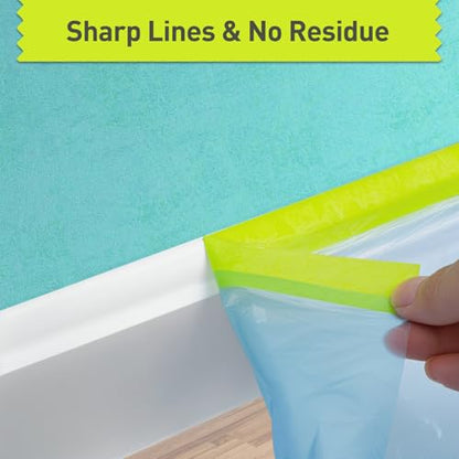 Tangibay Pre-Taped Masking Film for Painting - 22" x 66' Painters Plastic Sheeting with Automotive Paint Tape and Drape for Covering Cars, Walls, Windows and Furniture Protection (5 Rolls) - size: 5 Rolls: 22"
