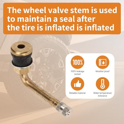20PCS 90 Degree Valve Stem, Valve Stem Replacement Kit, TR570C Copper Scratch Resistant Tire Valve, Stem Extension Adaptor for Truck Trailer RV Recreational Vehicle