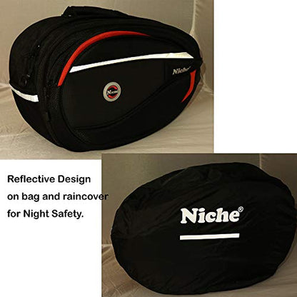 Niche 2pcs Deluxe Motorcycle Saddle Bag, Side Bag, Pannier for Street Bike and Sports Bike, Expandable and Waterproof Travel Bag NMO-8209
