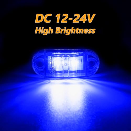 20pcs Blue DC12-24V IP68 Waterproof Trailer LED Lights Side Marker and Clearance Indicators Lights for RV, Camper, Truck, Van, Caravan and Boat, Front and Rear - color: 20Pcs Blue