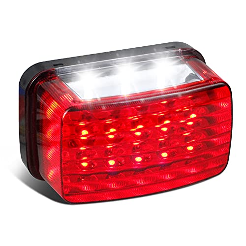 Led Tail Light Red Lens ATV Taillight Brake Lights Compatible with Yamaha Grizzly Big Bear Bruin Kodiak Wolverine Rhino Viking, Replacement for 5km-84710-01-00 - color: Red Lens
