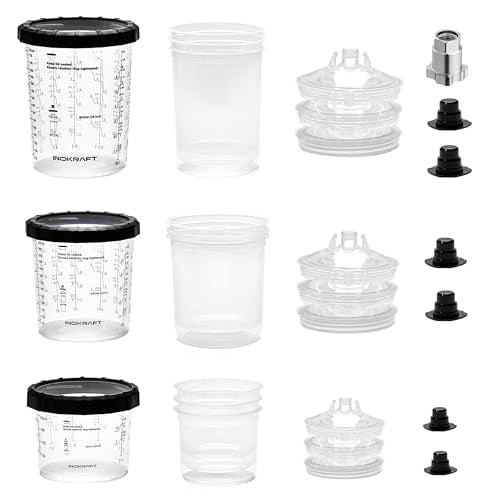 InoKraft Paint Cup Variety Pack, 6/22/28 oz Sizes + 3 Hard Cups - size: 6-oz，22-oz, 28-oz Combo Kit+adapter