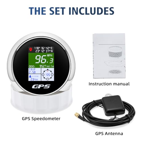 Boat GPS Speedometer Gauge 3-3/8" 85mm Waterpoof for Marine Car - color: Black & White