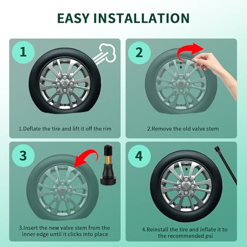 100PCS TR600HP Tire Valve Stems, High Pressure Brass Rubber Snap-in Tire Wheel Valve Stem for Most Car Auto Tires