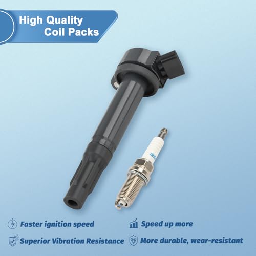 6pcs UF487 Ignition Coil Packs and Spark Plugs Compatible with Toyota Sienna Avalon Camry Highlander RAV4, Lexus RX350 IS350 ES350, V6 2.5L 3.0L 3.5L, Replaces 90919-02255