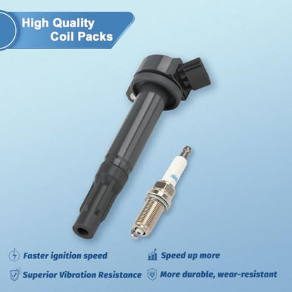 6pcs UF487 Ignition Coil Packs and Spark Plugs Compatible with Toyota Sienna Avalon Camry Highlander RAV4, Lexus RX350 IS350 ES350, V6 2.5L 3.0L 3.5L, Replaces 90919-02255