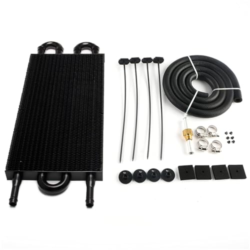 4 Pass Tube and Fin Transmission Cooler Universal 5/16" Oil Cooler Kit Aluminium Black - size: 4 Pass