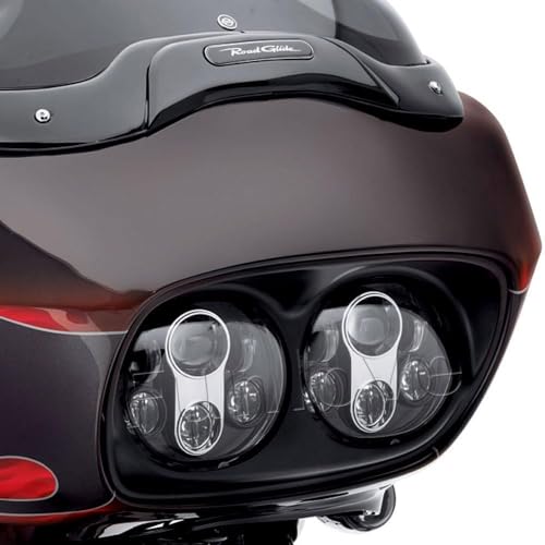 TOPNEW Dual LED Headlight for Motorcycle Road Glide 2004 2005 2006 2007 2008 2009 2010 2011 2012 2013 (Silver+Black) - color: Silver+Black