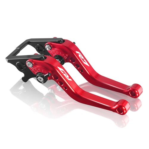 CNC Motorcycle Adjustable Brake Clutch Levers Short Compatible with Yamaha YZF-R7 R7 2021 2022 2023 2024 Adjustable Handlebars Brake and Clutch Levers Set (Red) - size: R7 Red