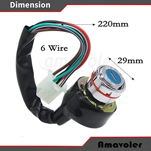 6 Wires Key Ignition Switch Replacement Parts Fit for Kazuma Meerkat 50cc Falcon 90cc 110cc 125cc RedCat Roketa Chinese ATV Go Karts Etc.