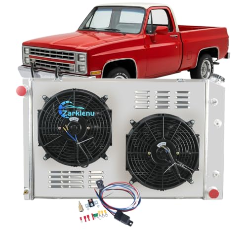 4 Row Aluminum Radiator Shroud Dual 12" Fan Relay Kit for 1973-1987 Chevy C10 C20 C30 K10 K20 GMC C1500 High Performance Racing Spec Dual Fan Relay Kit TOC