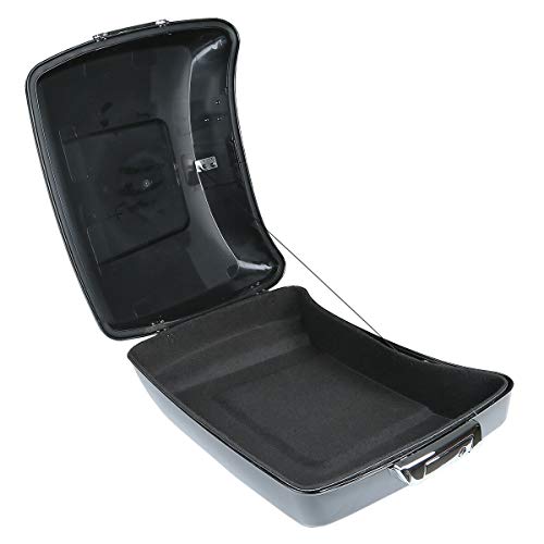 TCT-MOTORPARTS Vivid Black Chopped Motorcycle Tour Trunk Luggage Tail Box w/Backrest Pack Mounting Bracket Fit for Harley 2014-2025 Touring Road Street Electra Glide Special Road King - color: Vivid Black Chopped Trunk+Black Rack#1