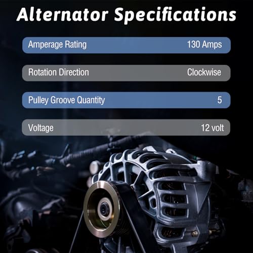 Alternator Compatible with Chevrolet Equinox 2018-2024 1.5L for GMC Terrain 2018-2024 1.5L 12V 130A 5-Groove Pulley Clockwise Replace 13535009