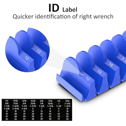 DEHOYI 48 PCS MAGNETIC Modular Wrench Organizer for Tool box, Metric & SAE - style: Magnetic (48 pcs Blue)