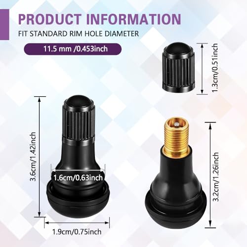 8PCS TR412 Tubeless Tire Valve Stems, Tire Valve, Bulk Tubeless Rubber Snap in Valves Stems, Car Tubeless Valve Stems Suitable for 0.453 inch Rim Holes on Standard Vehicle Tires (TR412) - size: TR412