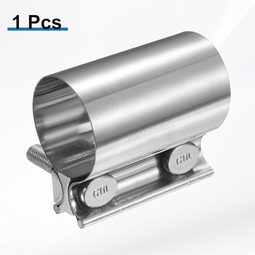 HARFINGTON Exhaust Clamp 1.97" Stainless Steel Lap Joint Band Clamp Exhaust Pipes Connection with M10x55 Screws for Car Muffler Elbow Pipes - size: 1.97 inch