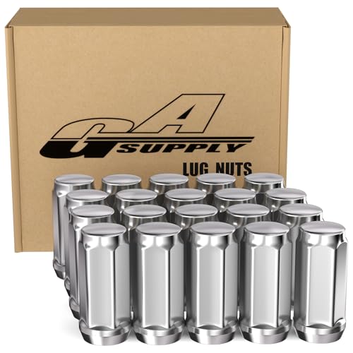 GAsupply 1/2-20 Lug Nuts 20pcs, Chrome 1.9" Long Tall 3/4" Hex, Cone Seat - color: Silver, size: 1/2"-20, style: 20pcs - 1.9" Tall