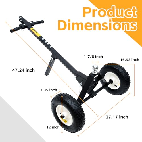 MaxxHaul 70881 Dual-Pull Trailer Dolly with 12" All Terrain Knobby Tires and 1-7/8" Hitch Ball - 600 lbs Capacity - style: Dual-Pull, 600lb dolly