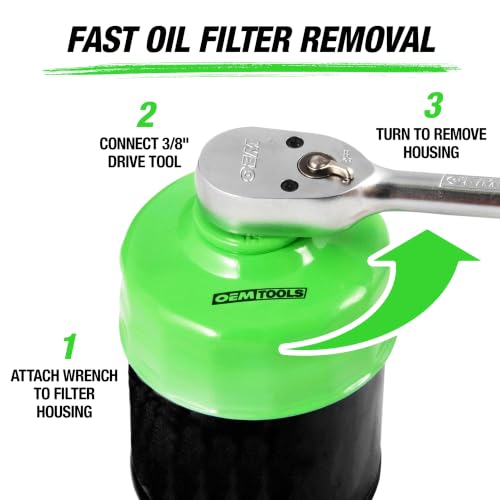 OEMTOOLS 87141 Oil Filter Wrench, 65/67 mm 14 Flute, Oil Filter Cap Prevents Slipping, Use with a 3/8" Drive Tool, Rust Resistant - style: 65/67 mm 14 Flute