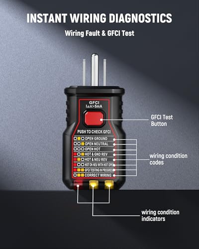 KAIWEETS Circuit Breaker Finder with LCD Display, GFCI Outlet Tester, AC 90-130V Electrical Circuit Tracer Tool with NCV Tset & Flashlight, Includes Carrying Case with Adapter, Alligator Clips -KT303P - size: KT303P(with adapters)