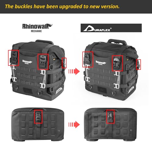 Rhinowalk Motorcycle Saddlebags Waterproof Tail Bag Luggage Bags Quick Release Side Bags 35L~45L Expandable with Molle System, Reflective Safety, Black (1pc) - color: Black-35L