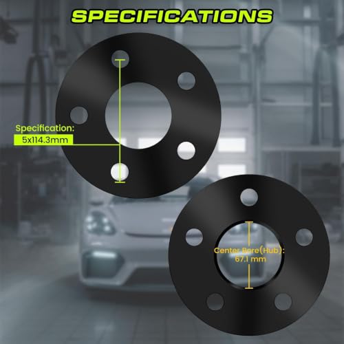 CMO 5mm 5x114.3 Wheel Spacers Fits Mazda 3, Hyundai Genesis Coupe 2PCS - color: Black, size: 5mm (2pc)