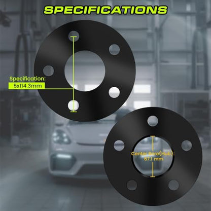 CMO 5mm 5x114.3 Wheel Spacers Fits Mazda 3, Hyundai Genesis Coupe 2PCS - color: Black, size: 5mm (2pc)